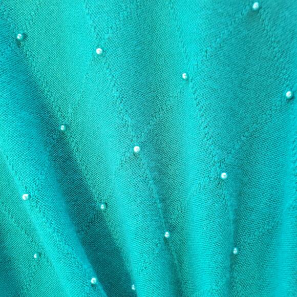 LAURA SCOTT WOMENS GREEN SCATTERED BEADS HOLIDAY SWEATER XL - Picture 5 of 8